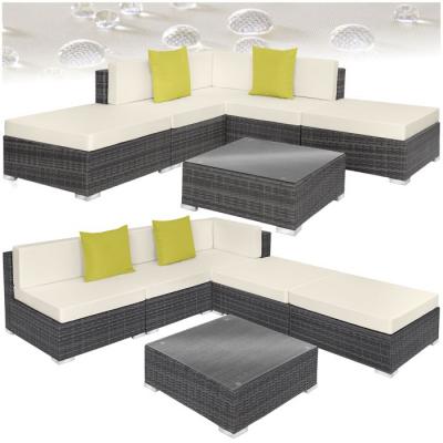 TECTAKE  canap&eacute; de jardin paris modulable 5 places - gris 403832