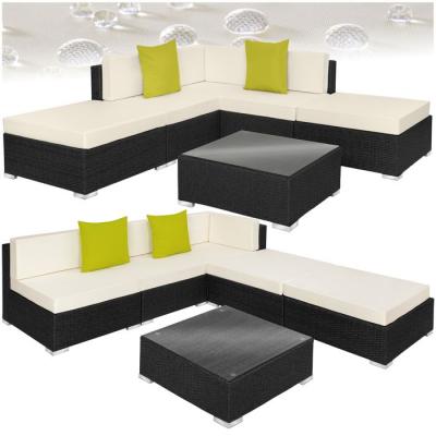 TECTAKE  canap&eacute; de jardin paris modulable 5 places - noir 403830