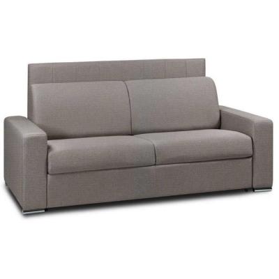 ITALIAN SPIRIT Canap&eacute; lit express lattes matelas m&eacute;mory 22cm t&ecirc;te de lit int&eacute;gr&eacute;e tissu tweed luna gris taupe