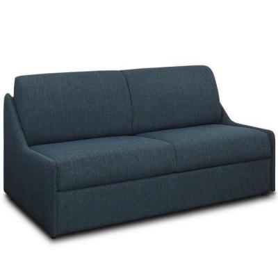 ITALIAN SPIRIT Canap&eacute; lit ristretto express compact 120cm matelas 16cm tissu tweed bleu nuit