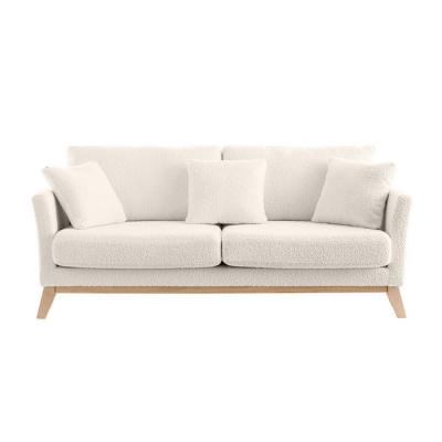 MILIBOO Canap&eacute; scandinave 3 places d&eacute;houssable blanc effet laine boucl&eacute;e OSLO