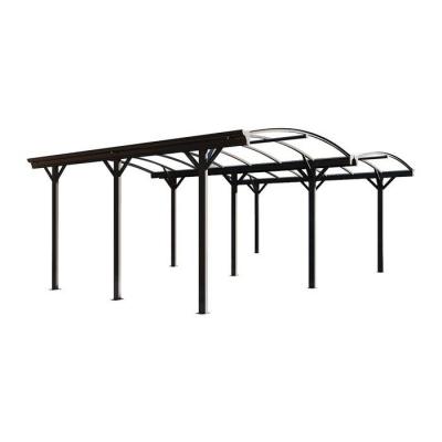 VENTE UNIQUE Carport pergola double autoportant en aluminium - 2 voitures - 30 m&sup2; - Gris anthracite - BARESA