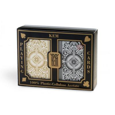 KEM Cartes  Arrow Black and Gold bridge jumbo : 2 jeux