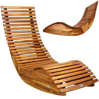 CASARIA Chaise longue &agrave; bascule en bois d'acacia certifi&eacute; fsc transat ergonomique jardin