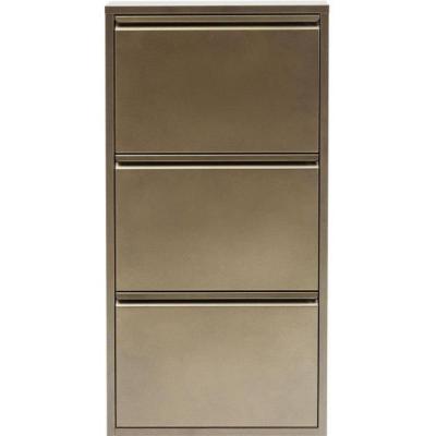 KARE DESIGN Meuble &agrave; Chaussures 3 Abattants Acier Bronze CARUSO