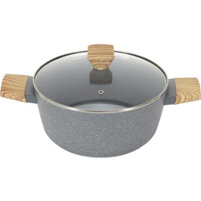 COOK CONCEPT  - Faitout en aluminium forg&eacute; poign&eacute;es effet bois 24 cm