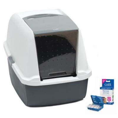 CATIT  2.0 Bac &Agrave; Sable Magic Blue Avec Couvercle R&eacute;tractable M 