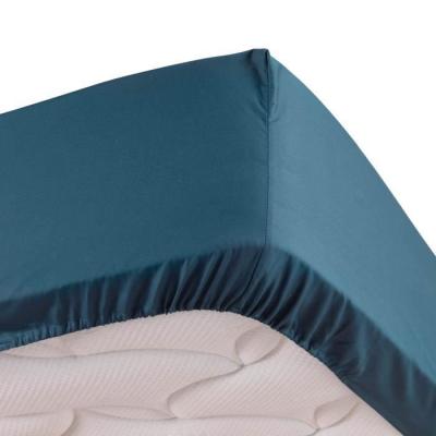 DOUCEUR D INTERIEUR CDaffaires Drap housse bleu 160 x 200 cm en percale bonnet de 30 cm