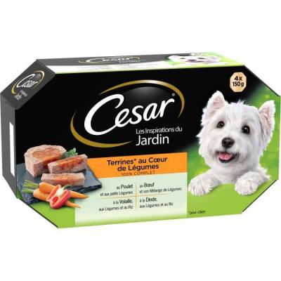 CESAR P&acirc;t&eacute;e Pour Chien Assortiment  - Les 4 Barquettes De 150 G