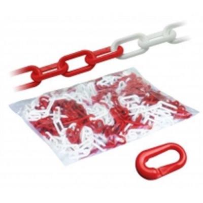 OUTIFRANCE Cha&icirc;ne plastique rouge et blanc 25 m - &Oslash; 6 mm 