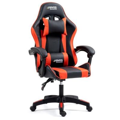 AMS GAMING Chaise ams-gaming gamer#02-red coloris noir & rouge - coussin lombaire & appuie t&ecirc;te - si&egrave;ge gaming 