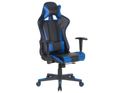 BELIANI Chaise de bureau Cuir PU Bleu fonc&eacute; GAMER