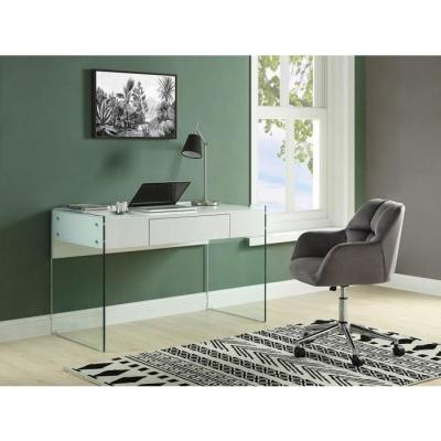 Chaise de bureau - Velours - Gris - Hauteur r&eacute;glable - PEGA