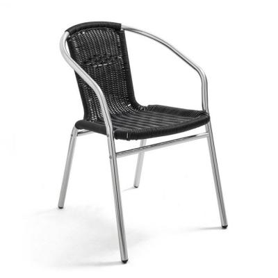 OVIALA Chaise de jardin aluminium et r&eacute;sine gris noir 