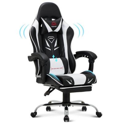 COLAMY Chaise gaming ergonomique, avec repose-pieds, capacit&eacute; de charge maximale 136kg - Blanc