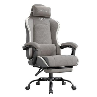 SONGMICS Chaise gaming ergonomique repose-pieds, accoudoirs avec m&eacute;canisme gris