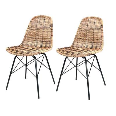 RENDEZ VOUS DECO Chaise Tiptur en r&eacute;sine tress&eacute;e naturelle (lot de 2)