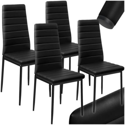 Tectake lot de 4 chaises avec surpiq&ucirc;re - noir 401843