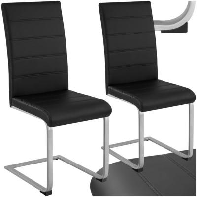 Tectake - Ensemble de 2 chaises de salle &agrave; manger Rembourr&eacute; avec rev&ecirc;tement aspect cuir - noir