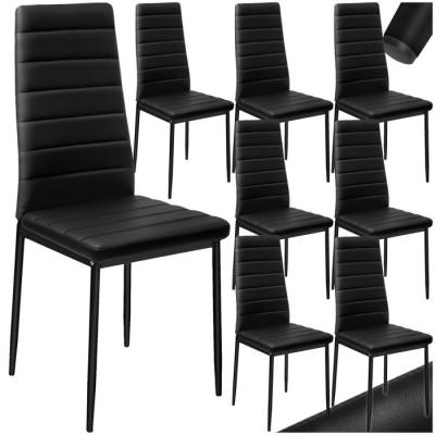 Tectake lot de 8 chaises avec surpiq&ucirc;re - noir 404118