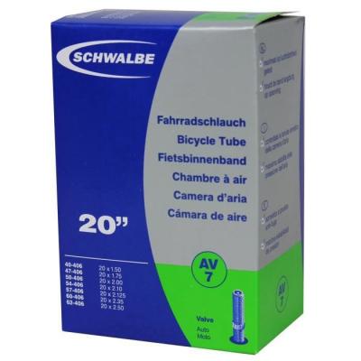 SCHWALBE  Av7 Chambre &Agrave; Air 20x1.75-2.125 Valve Schrader Noir