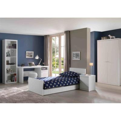 VIPACK Chambre enfant 7 pi&egrave;ces bois laqu&eacute; blanc robin 90x200 cm ROCO56