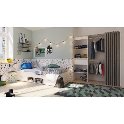 DEMEYERE Chambre compl&egrave;te enfant LILA : Lit + Dressing - D&eacute;cor blanc - Fabriqu&eacute; en France