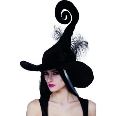 BOLAND Chapeau Sorci&egrave;re Noir Avec Plumes Femme Halloween Taille Unique