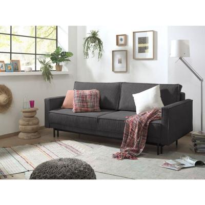 LISA DESIGN  Canap&eacute; droit convertible 3 places Charlie - Velours c&ocirc;tel&eacute; Gris fonc&eacute;