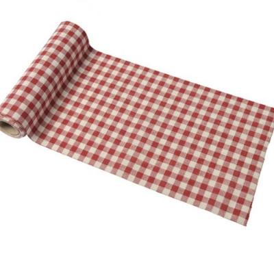 CHEMIN DE TABLE VICHY LIN R&Eacute;TRO 15 CM X 5 M  Rouge