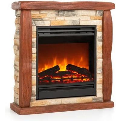 KLARSTEIN Chauffage &eacute;lectrique - Lienz - Fausse chemin&eacute;e - 1800W - T&eacute;l&eacute;commande - Polystone - Rouge/Brun