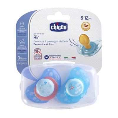 CHICCO ? chupete physio air tetina l&aacute;tex azul 4 meses + 2uds