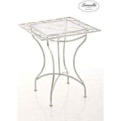 CLP  - Table de Jardin en Fer Forg&eacute; asina 60 x 60 cm antique/blanc
