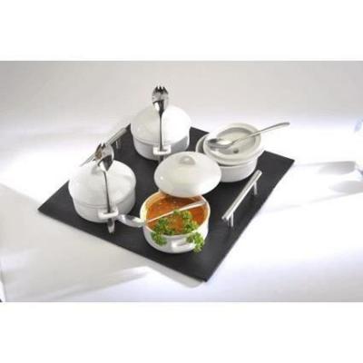 LEBRUN COUVERTS  ardoise*mn cocotte(4)+plt ca 30+cuil.(4) 