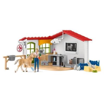 SCHLEICH  -  Cabinet v&eacute;t&eacute;rinaire avec animaux
