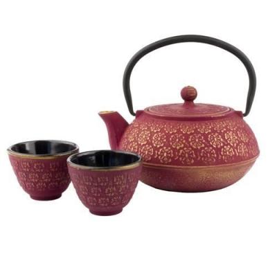 BREDEMEIJER  Shangai Teapot With Coasters Rouge