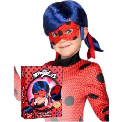 BIGBUY Coffret Perruque Et Masque Enfant Ladybug Miraculous - Multicolore - Taille Unique