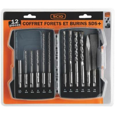 SCID  - Coffret forets et burins SDS+ 12 pi&egrave;ces 