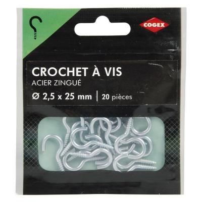COGEX  crochet a vis acier zingue - 2,5x25 mm - 20 pcs COG3219510852680