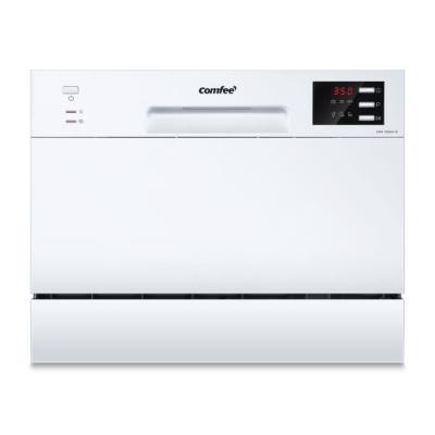 COMFEE Lave-vaisselle pose libre TD602E-W L55cm 47db avec 6 couverts, 6 programmes, Commande tactile Affichage LED Blanc 