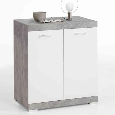 Terre de Nuit Commode 2 portes en bois blanc et gris - CO13002