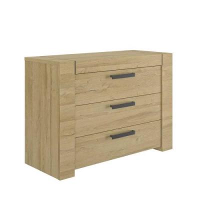 Tousmesmeubles Commode 3 tiroirs Ch&ecirc;ne blond - MARCELLINO : Bois -