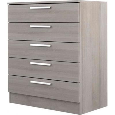 Commode 5 tiroirs en bois gris - CO9022 - Gris - Terre de Nuit