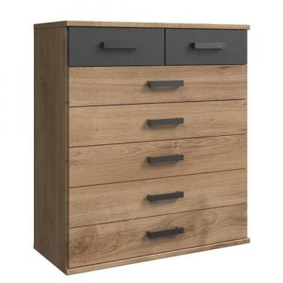 Inside 75 Commode 7 tiroirs GALWAY style industriel ch&ecirc;ne / graphite