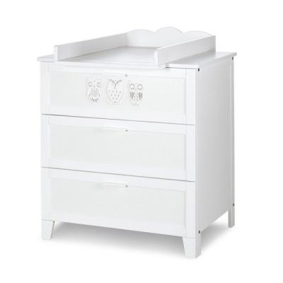 MARSELL Commode &agrave; langer 3 tiroirs + plan &agrave; langer amovible Blanc 