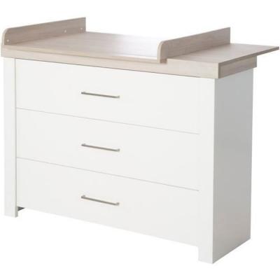 ROBA Commode &agrave; langer ""Lucy""  - 3 tiroirs &agrave; fermeture amortie - Blanc - Luna Elm