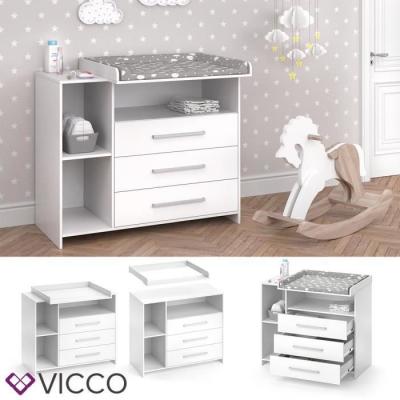 VICCO Commode &Agrave; Langer 113x100cm Avec Tiroirs, Blanc