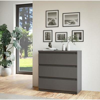 Commode - CHELSEA - 3 tiroirs - Gris Anthracite - 772 x 422 x 799 cm