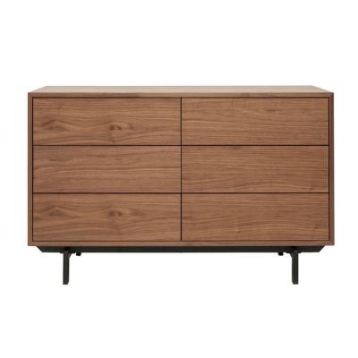 Miliboo - Commode vintage 6 tiroirs noyer et m&eacute;tal L120 MANNY