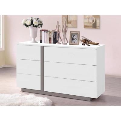 Vente-unique - Commode Napoli - 6 tiroirs - Blanc et Taupe